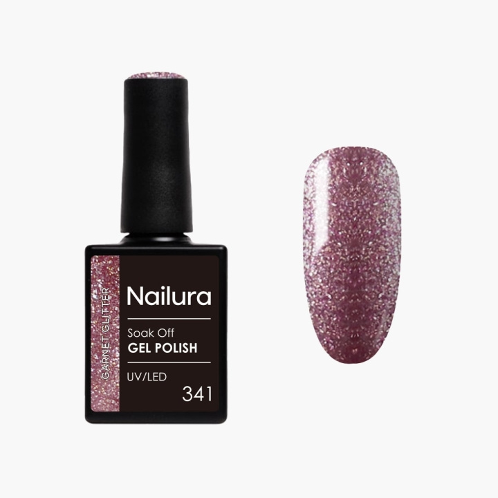 Nailura Gel Polish 341 Garnet Glitter - Deep Dusty Rose-Purple with Berry Tones - 10 ml i gruppen SKÖNHET & HÄLSA / Manikyr/Pedikyr / Nagellack hos TP E-commerce Nordic AB (D41576)