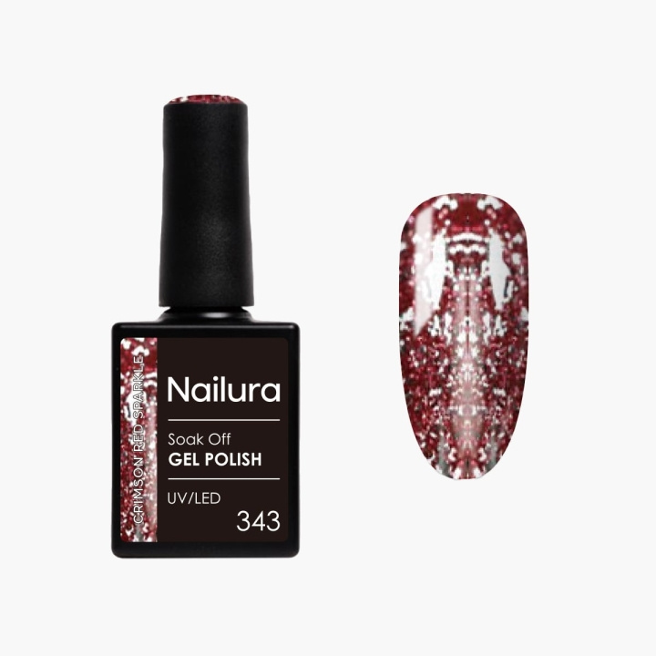 Nailura Gelpolish 343 – Crimson Red Sparkle – 10 ml i gruppen SKÖNHET & HÄLSA / Manikyr/Pedikyr / Nagellack hos TP E-commerce Nordic AB (D41578)