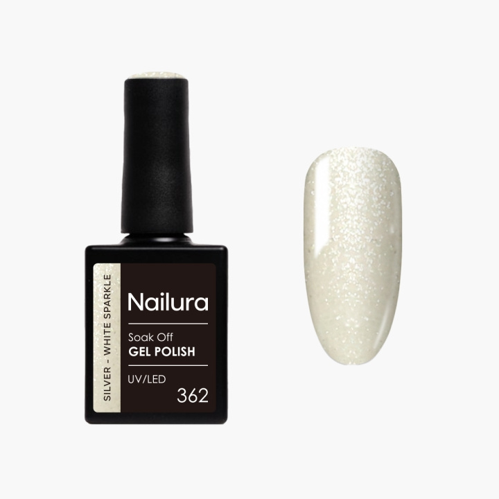 Nailura Gelpolish 362 – Silver White Sparkle – 10 ml i gruppen SKÖNHET & HÄLSA / Manikyr/Pedikyr / Nagellack hos TP E-commerce Nordic AB (D41593)