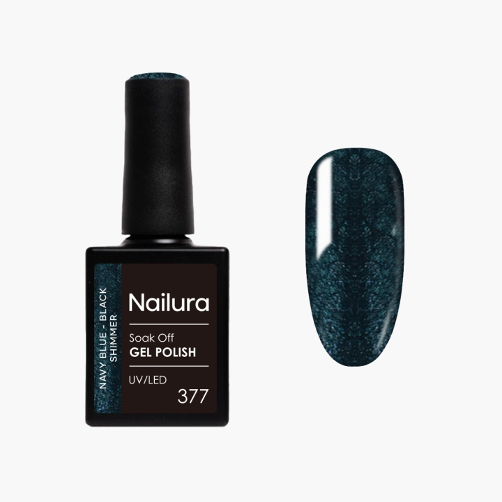 Nailura Gel Polish 377 - Navy Blue/Black Shimmer - 10 ml i gruppen SKÖNHET & HÄLSA / Manikyr/Pedikyr / Nagellack hos TP E-commerce Nordic AB (D41601)