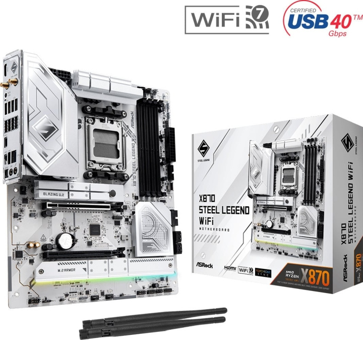 ASRock X870 Steel Legend WIFI ATX-moderkort i gruppen DATORER & KRINGUTRUSTNING / Datorkomponenter / Moderkort hos TP E-commerce Nordic AB (D41716)