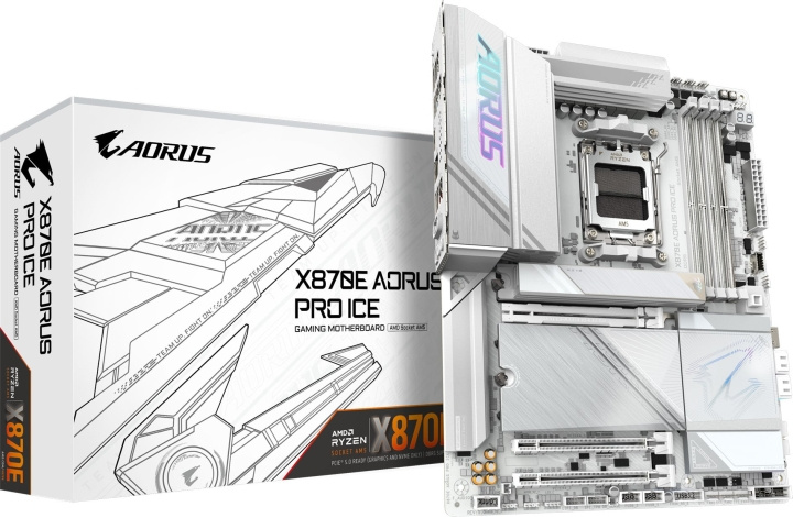Gigabyte X870E AORUS PRO ICE ATX-moderkort i gruppen DATORER & KRINGUTRUSTNING / Datorkomponenter / Moderkort hos TP E-commerce Nordic AB (D41739)