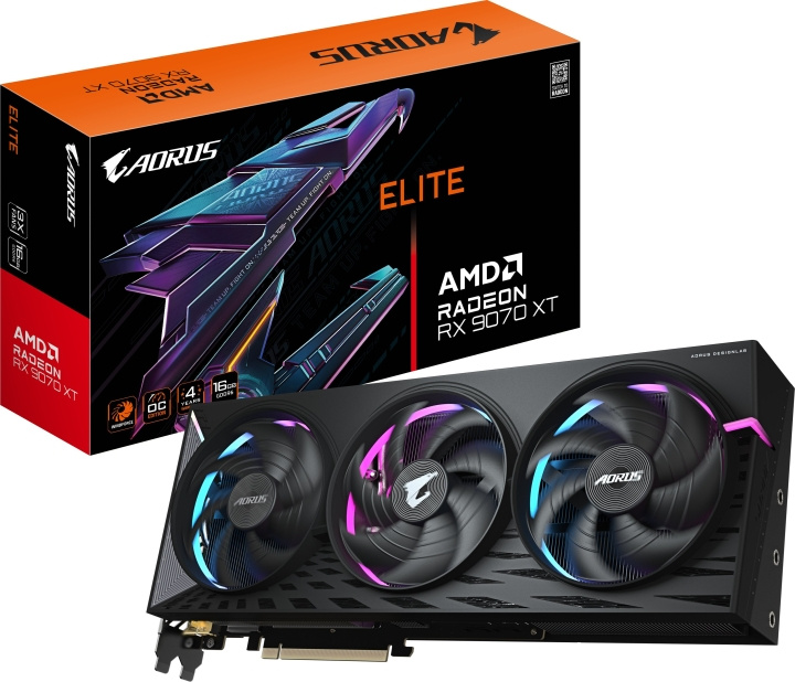 Gigabyte AORUS Radeon RX 9070 XT ELITE 16 GB grafikkort i gruppen DATORER & KRINGUTRUSTNING / Datorkomponenter / Grafikkort hos TP E-commerce Nordic AB (D41846)