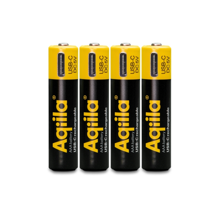 Aqiila – Uppladdningsbart USB-C-batteri – Storlek AAA – 600 mAh – 4-pack i gruppen HEMELEKTRONIK / Batterier & Laddare / Batterier hos TP E-commerce Nordic AB (D42134)