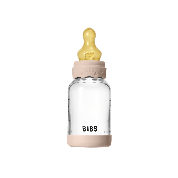 BIBS Glass Boheme-nappflaska, rund, latex – Blush – 120 ml i gruppen LEKSAKER, BARN- & BABYPRODUKTER / Babysaker / Nappar & Bitringar hos TP E-commerce Nordic AB (D42248)