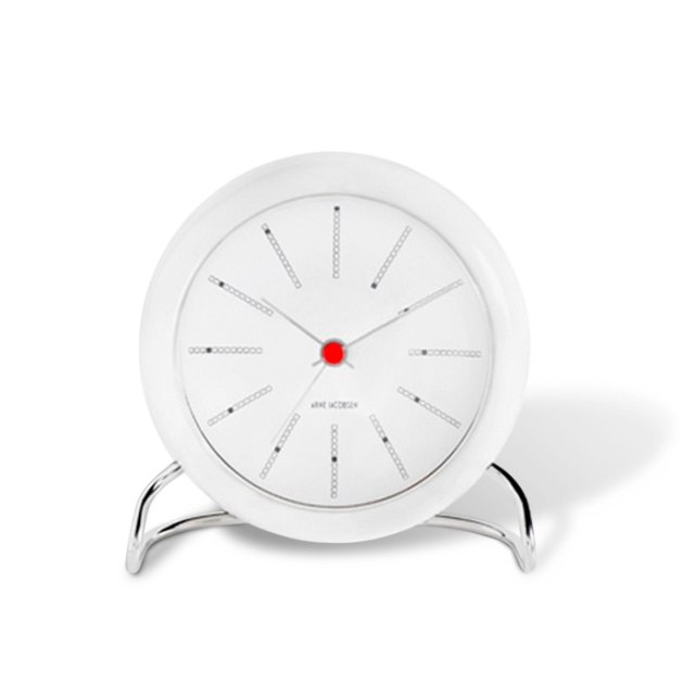 Arne Jacobsen Clocks Arne Jacobsen – Bankers bordsklocka – Ø11 cm – Vit i gruppen HEM, HUSHÅLL & TRÄDGÅRD / Väggklockor & Räkneverk / Väckarklockor hos TP E-commerce Nordic AB (D42307)