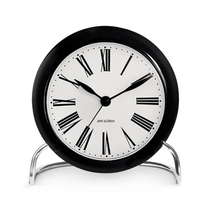 Arne Jacobsen Clocks Arne Jacobsen – Bordsklocka med romerska siffror – Ø11 cm – Vit & svart i gruppen HEM, HUSHÅLL & TRÄDGÅRD / Väggklockor & Räkneverk / Väckarklockor hos TP E-commerce Nordic AB (D42309)