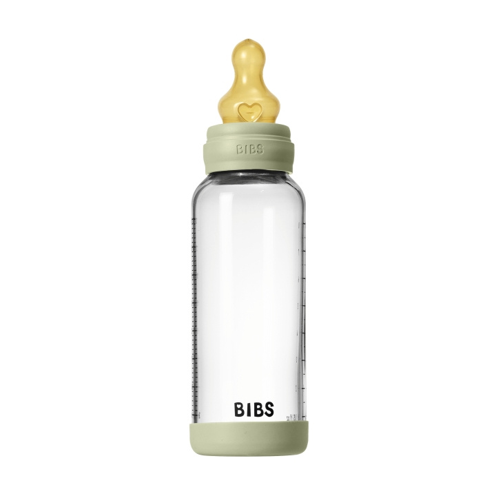 BIBS Glasflaska för spädbarn, rund, latex, medelflöde – Sage – 240 ml | LEKSAKER, BARN- & BABYPRODUKTER - Äta & Dricka - Flaskor & Barnmuggar | GameStuff