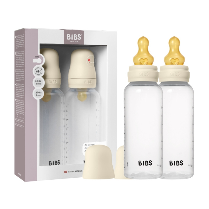 BIBS Nappflaska, rund, latex, 2-pack, medium flöde – elfenben – 270 ml i gruppen LEKSAKER, BARN- & BABYPRODUKTER / Babysaker / Nappar & Bitringar hos TP E-commerce Nordic AB (D42627)