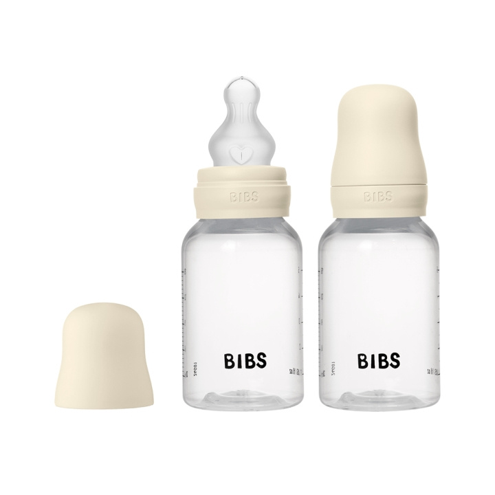 BIBS Rund silikonflaska, 2-pack – Elfenben – 150 ml i gruppen LEKSAKER, BARN- & BABYPRODUKTER / Babysaker / Nappar & Bitringar hos TP E-commerce Nordic AB (D42639)