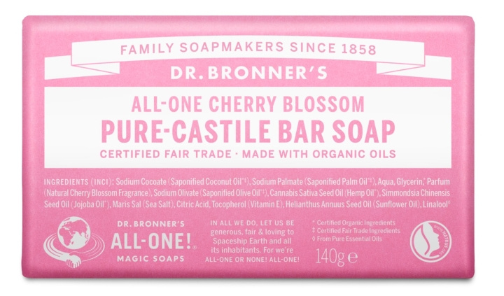 Dr. Bronner\'s Dr. Bronner\'s – Tvål i fast form, körsbärsblom, 140 g i gruppen SKÖNHET & HÄLSA / Hudvård / Kroppsvård / Handtvål hos TP E-commerce Nordic AB (D43069)
