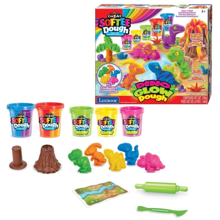Cra-Z-Art Softee Dough Dino Neon Dough-set (CRDOUGH11) i gruppen LEKSAKER, BARN- & BABYPRODUKTER / Leksaker / Pyssel hos TP E-commerce Nordic AB (D43092)