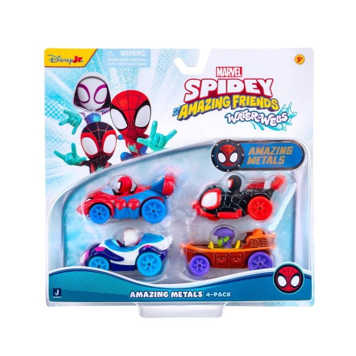 Disney Spidey – Amazing Metals-bilar, 4-pack (SNF0378) i gruppen LEKSAKER, BARN- & BABYPRODUKTER / Leksaker / Leksaksbilar & andra fordon hos TP E-commerce Nordic AB (D43404)