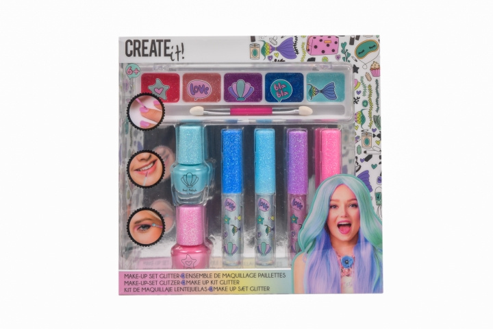 CREATE it! Smink-set Glitter Mermaid, 7 delar (84141V2) i gruppen LEKSAKER, BARN- & BABYPRODUKTER / Leksaker / Lilla hemmet & Rollek hos TP E-commerce Nordic AB (D43541)