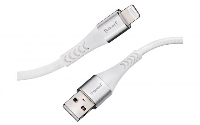 Intenso Charging + Data Cable A315L Nylon white i gruppen SMARTPHONE & SURFPLATTOR / Laddare & Kablar / Kablar / Kablar Lightning hos TP E-commerce Nordic AB (D44331)
