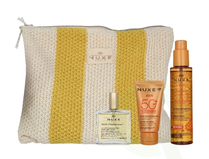 Nuxe Summer Set 250 ml Tanning Sun Oil SPF50 150ml/Melting Sun Cream SPF50 50ml/Huile Prodigieuse Multi-Puprose Dry Oil 50ml/Pouch i gruppen SKÖNHET & HÄLSA / Hudvård / Solskydd & Tanning / Solskydd hos TP E-commerce Nordic AB (D45831)