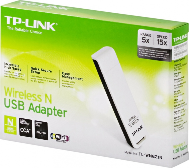 TP-Link, Trådlöst nätverkskort, 300Mbps (TL-WN821N)