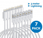 Lightning-kabel till iPhone & iPad, 3 meter, vit, 7-pack