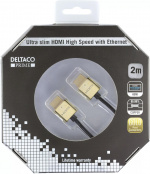 DELTACO prime ultratunn HDMI-kabel guldpläterad, 2m (HDMI-1042-K) DELTACO prime ultratunn HDMI-kabel guldpläterad, 2m (HDMI-1042-K)