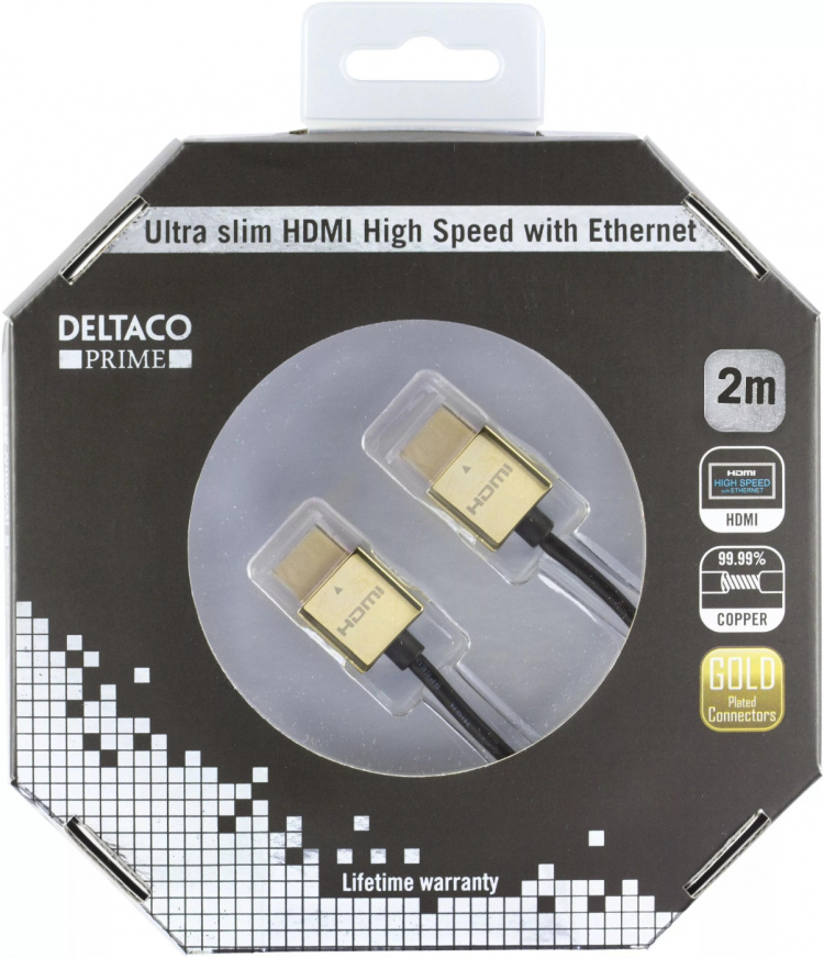 DELTACO prime ultratunn HDMI-kabel guldpläterad, 2m (HDMI-1042-K) DELTACO prime ultratunn HDMI-kabel guldpläterad, 2m (HDMI-1042-K)