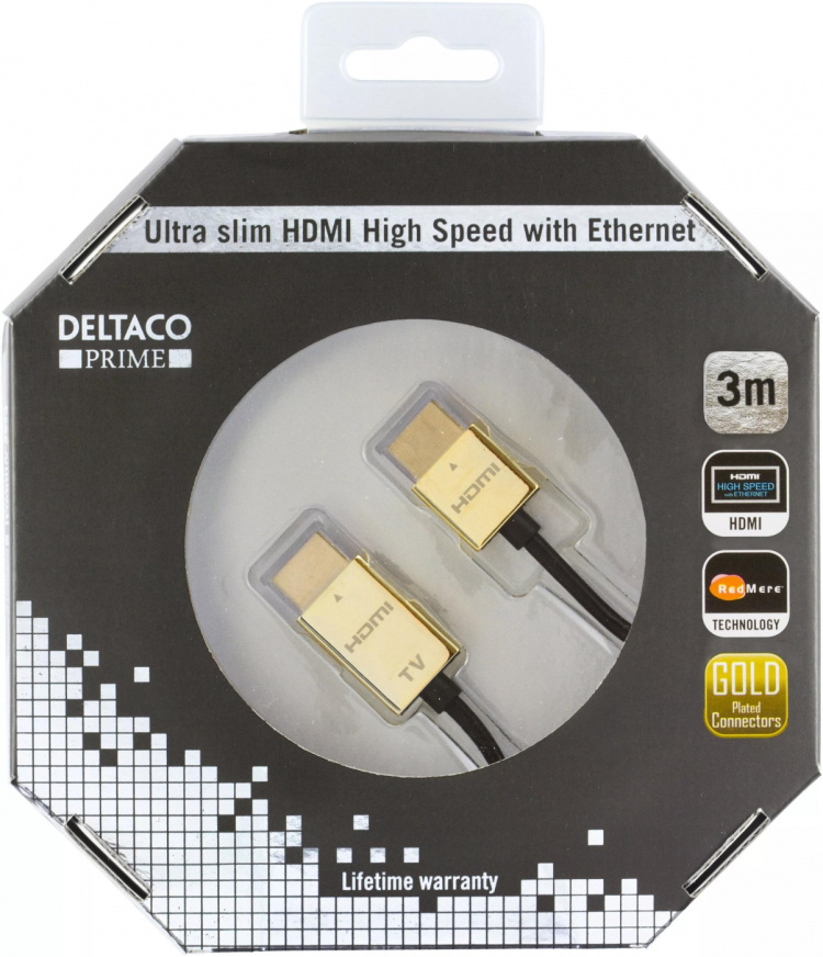 DELTACO prime ultratunn HDMI-kabel guldpläterad, 3m (HDMI-1043-K) DELTACO prime ultratunn HDMI-kabel guldpläterad, 3m (HDMI-1043-K)