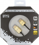 DELTACO prime ultratunn HDMI-kabel guldpläterad, 5m (HDMI-1045-K)