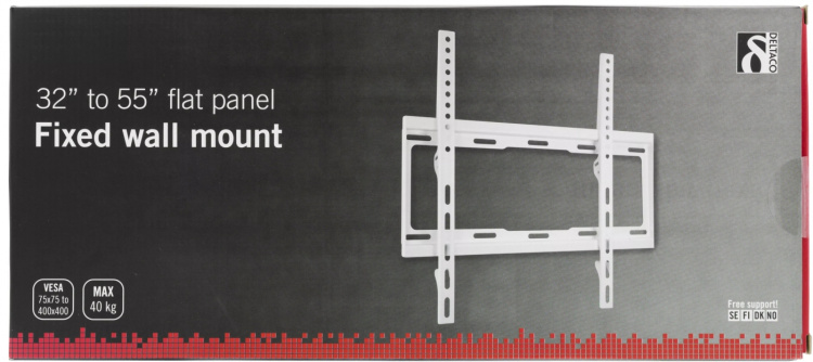 DELTACO Väggfäste, Vit (ARM-522)