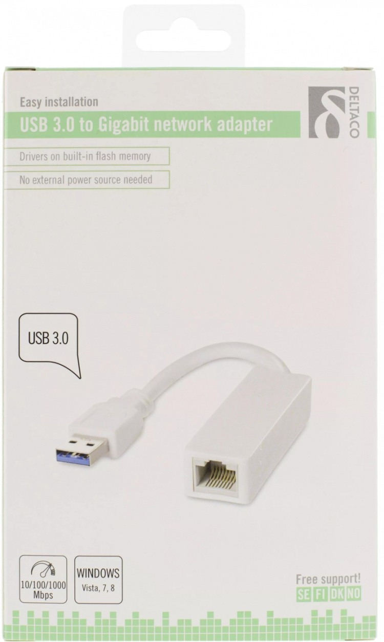 DELTACO USB 3.0 nätverksadapter med internt flash-minne (USB3-GIGA4) DELTACO USB 3.0 nätverksadapter med internt flash-minne (USB3-GIGA4)