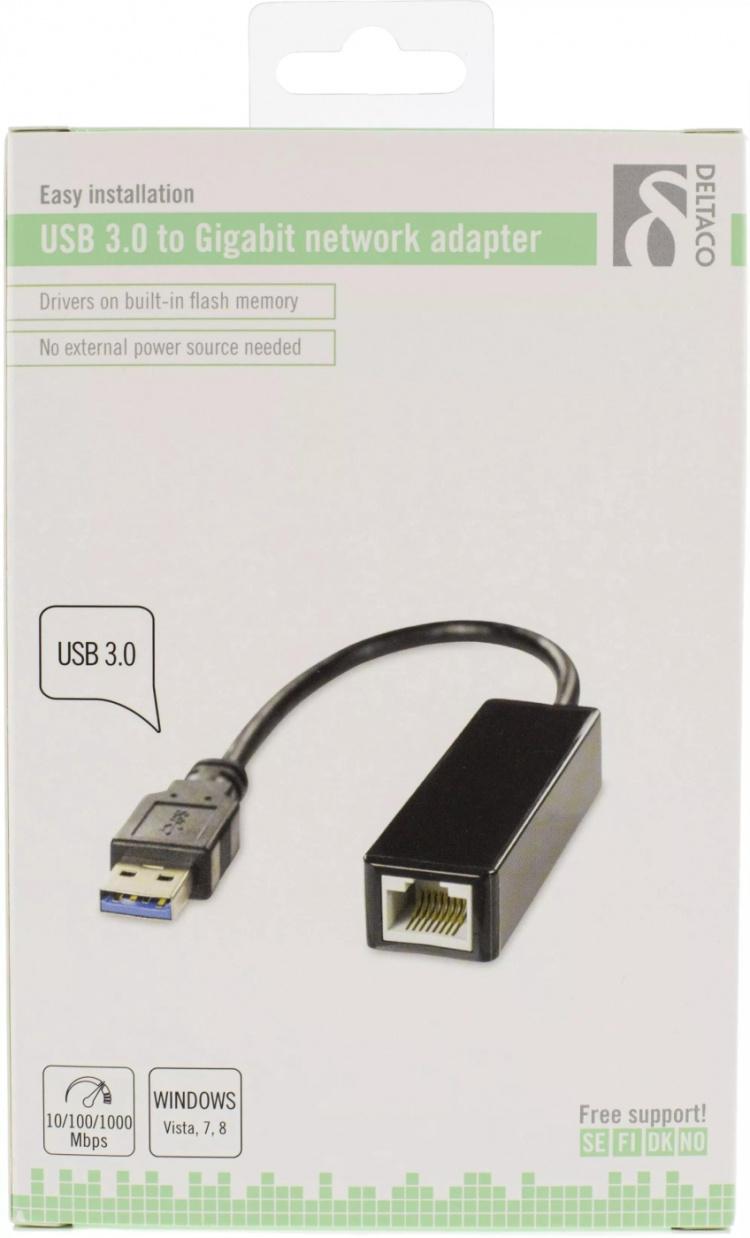 DELTACO USB 3.0 nätverksadapter med internt flash-minne (USB3-GIGA5) DELTACO USB 3.0 nätverksadapter med internt flash-minne (USB3-GIGA5)