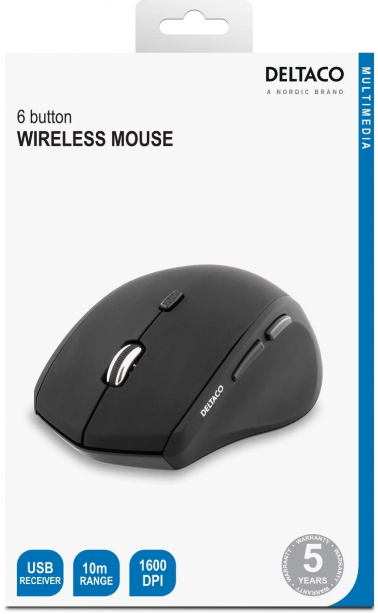 DELTACO trådlös optisk mus, 1600 dpi, USB (MS-805) DELTACO trådlös optisk mus, 1600 dpi, USB (MS-805)