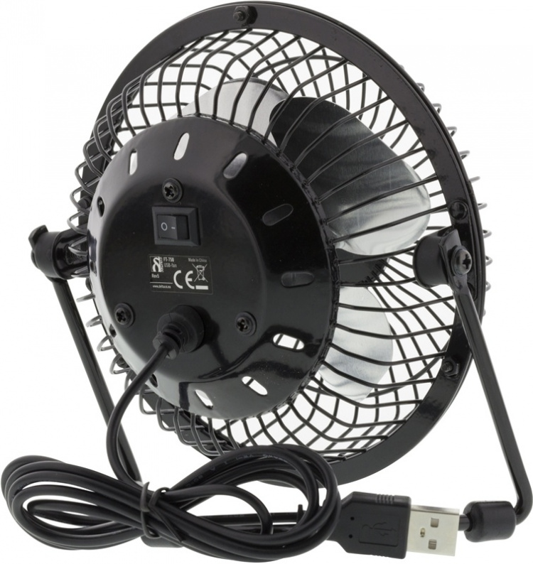 Deltaco USB fan, 10cm, table model, 1x USB Type A ma, black