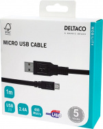 DELTACO USB 2.0 kabel till Micro-USB kabel, 1m (MICRO-101) DELTACO USB 2.0 kabel till Micro-USB kabel, 1m (MICRO-101)