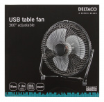 Deltaco USB fan, 18cm, table model, 1x USB Type A ma, black