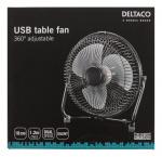 Deltaco USB fan, 18cm, table model, 1x USB Type A ma, black