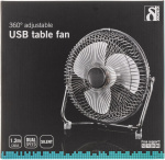 Deltaco USB fan, 18cm, table model, 1x USB Type A ma, black
