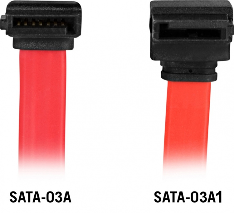 DELTACO SATA/SAS-kabel, vinklad(ner)-rak, 0,3m (SATA-03A)