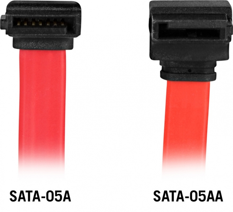 DELTACO SATA/SAS-kabel, vinklad(ner)-rak, 0,5m (SATA-05A)