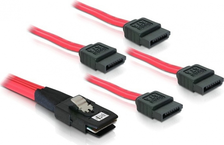 Multilane SAS-kabel SFF8087 till 4xSATA 7-pin, 1 m (83074)