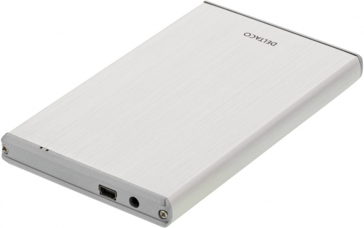 DELTACO externt kabinett för 1x2,5 SATA 6Gb/s-hårddisk, USB3, silver