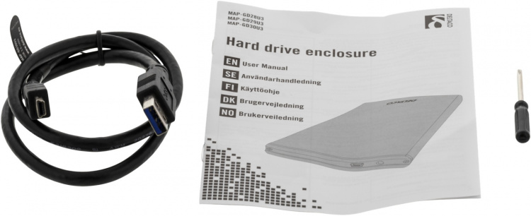 DELTACO externt kabinett för 1x2,5 SATA 6Gb/s-hårddisk, USB3, silver