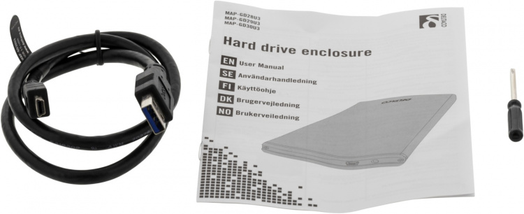 DELTACO externt kabinett för 1x2,5 SATA 6Gb/s-hårddisk, USB3, svart