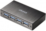Akasa Connect 4SV, USB 3.0 hubb med fyra portar, borstad aluminum, sv