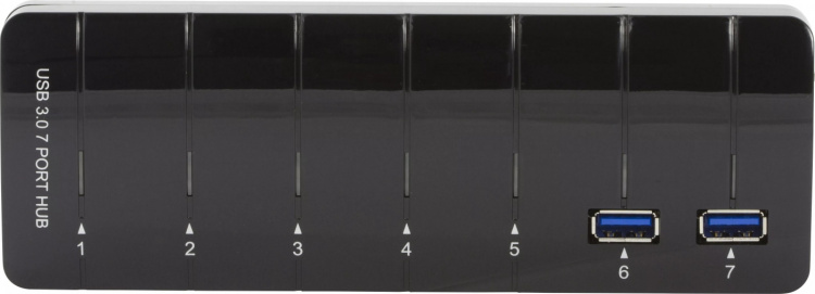 DELTACO USB 3.0 hubb, 7xTyp A ho, nätadapter, svart (UH-723)