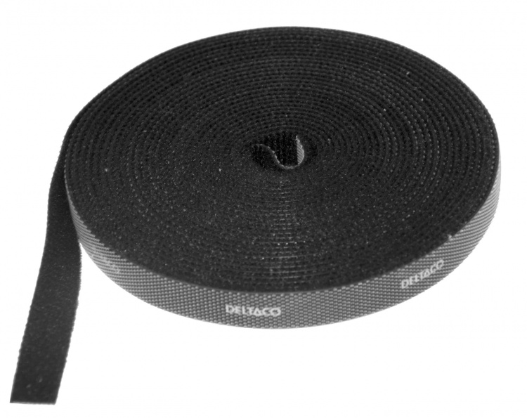 DELTACO kardborrband, 5m, 9mm, Svart (CM05S) DELTACO kardborrband, 5m, 9mm, Svart (CM05S)