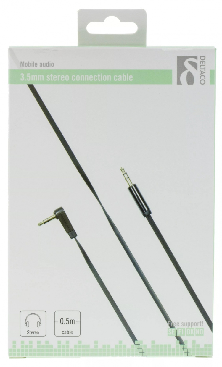 DELTACO ljudkabel, Vinklad 3,5mm hane till 3,5mm hane, 0,5m, svart (AUD-120) DELTACO ljudkabel, Vinklad 3,5mm hane till 3,5mm hane, 0,5m, svart (AUD-120)