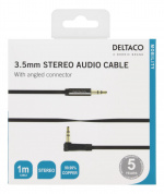 DELTACO ljudkabel, Vinklad 3,5mm hane till 3,5mm hane, 1m, svart (AUD-121) DELTACO ljudkabel, Vinklad 3,5mm hane till 3,5mm hane, 1m, svart (AUD-121)