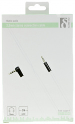 DELTACO ljudkabel, vinklad 3,5mm hane till 3,5mm hane, 1m, vit (AUD-123)