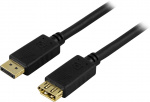 DELTACO DisplayPort förlängningskabel, 20-pin ha - ho 1m (DP-1210)