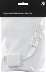 DELTACO DisplayPort till DVI-D singlelink adapter, 0,17m, ha - ho, vit