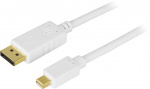DELTACO DisplayPort till Mini DisplayPort kabel, 20-p ha - ha, 2m, vit (DP-1120)